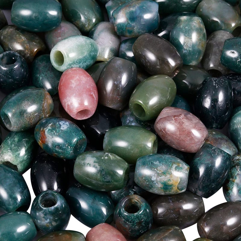 SUNYIK Indian Agate Large Hole (5mm) Barrel Rondelle Loose Charms European Bead fits Bracelet,Jewelry Makings Pack of 20 - Image 5
